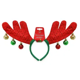 Festive Magic Antlers Headband with Multicolour Baubles