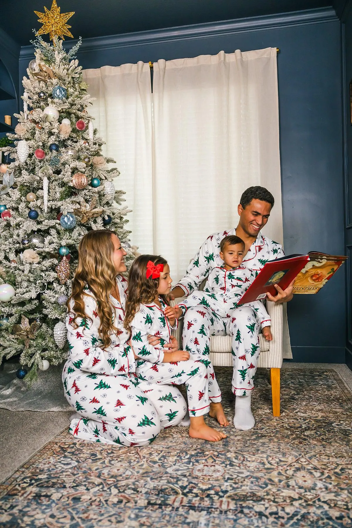 Festive Winter Trees Family Pajama Set - AND PET BANDANA!