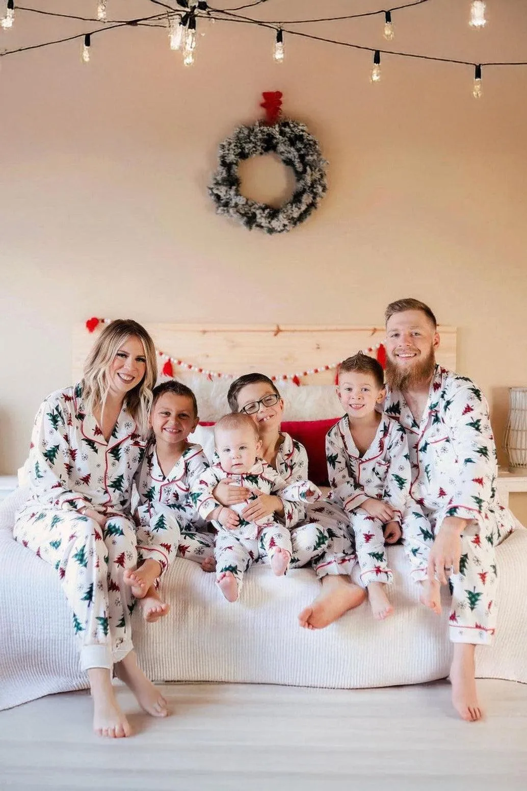 Festive Winter Trees Family Pajama Set - AND PET BANDANA!