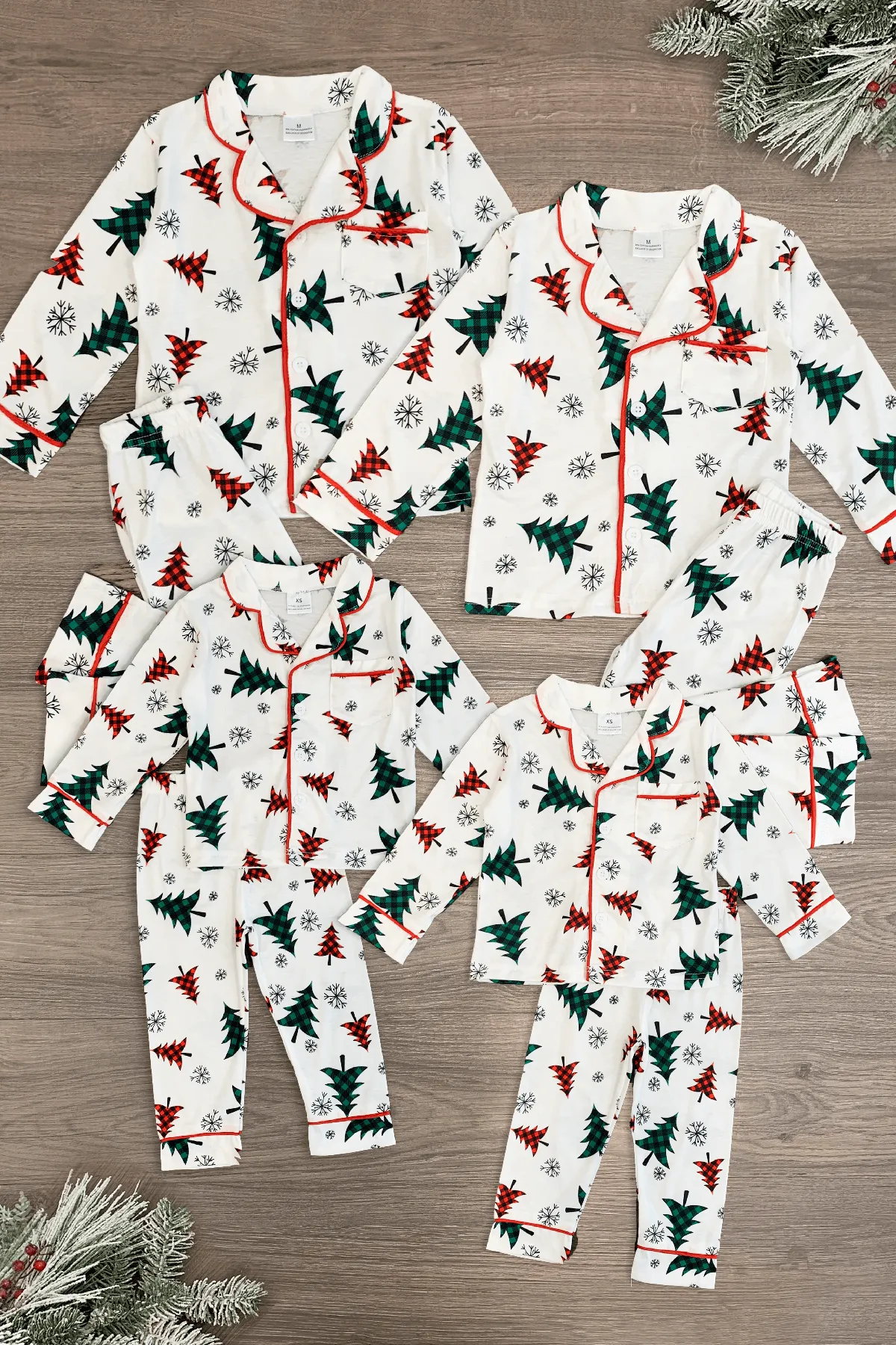 Festive Winter Trees Family Pajama Set - AND PET BANDANA!