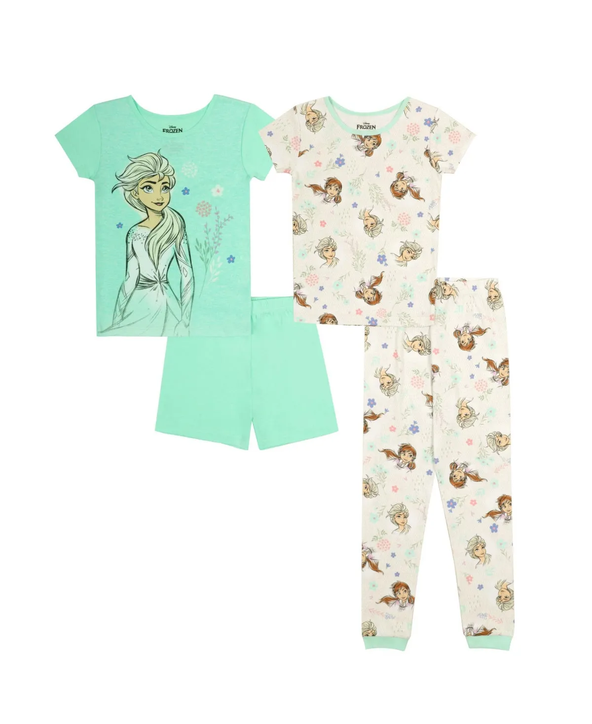 Frozen Girls Short Sleeves Frozen 2 Pajama Set, 4 Piece