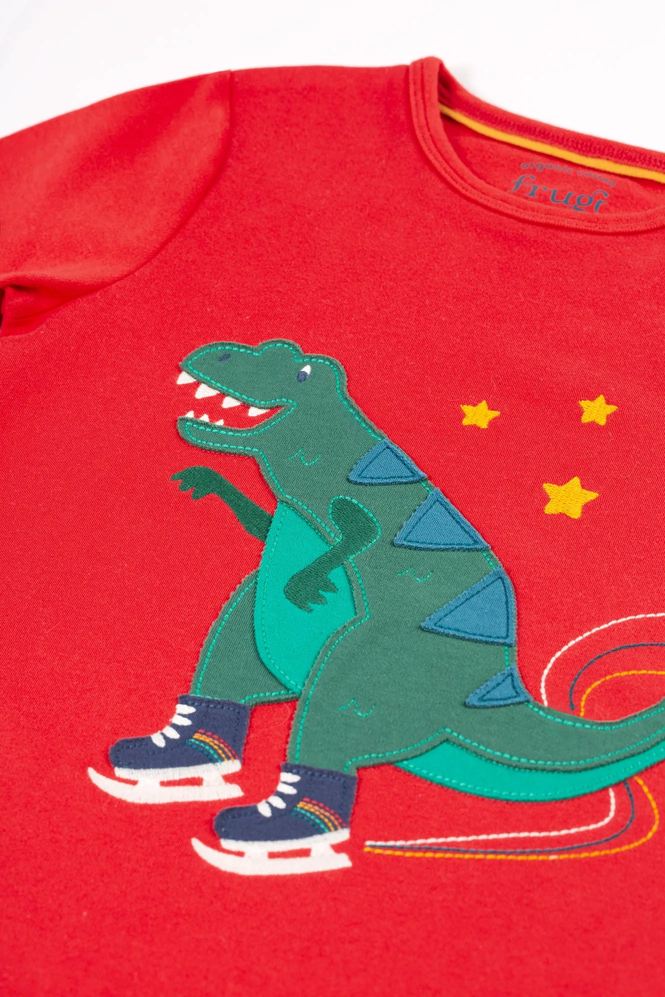 Frugi Caden Check PJs - Merry Rainbow Check/Dinosaur