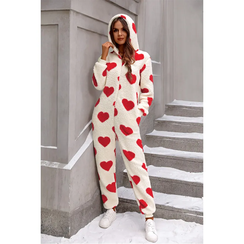 Funki Buys | Pants | Sleepwear | Women's Heart Zip Up Onesee