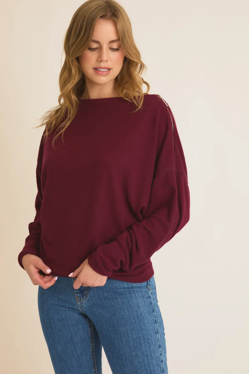 Gilli Off Shoulder Zipper Detail Top