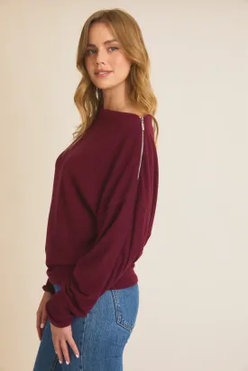 Gilli Off Shoulder Zipper Detail Top