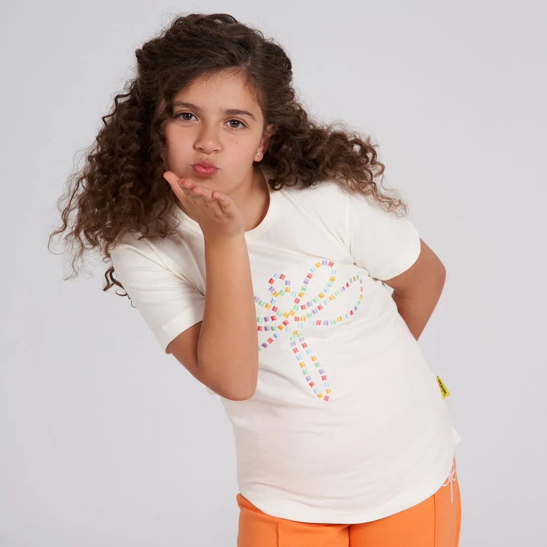 Girls' short sleeve pajama Off white