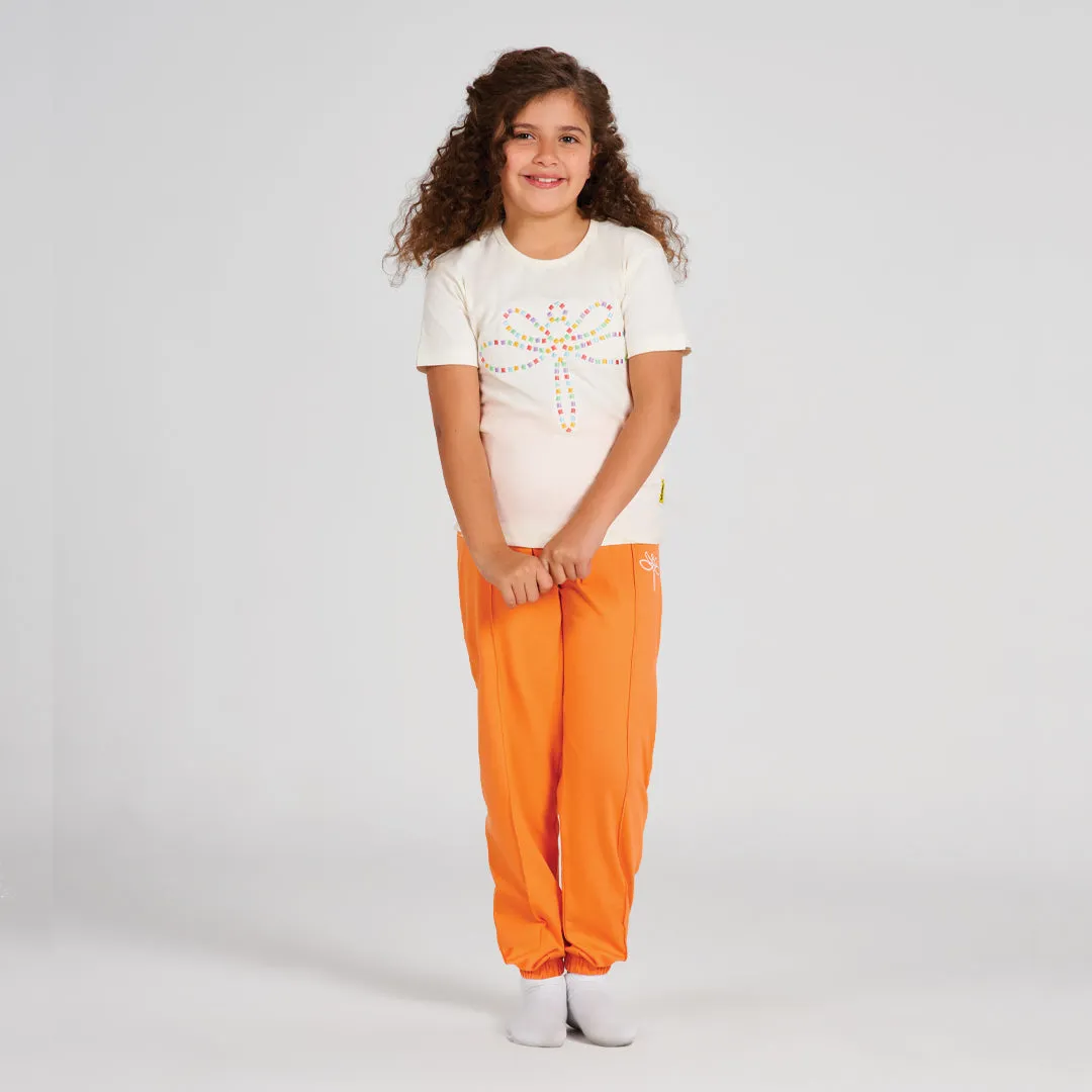 Girls' short sleeve pajama Off white