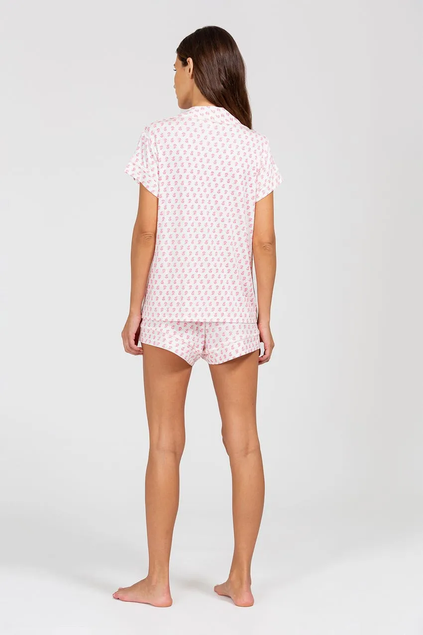 GISELE Short PJ Set in Daisy Bright Pink/Bellini