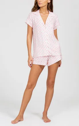 GISELE Short PJ Set in Daisy Bright Pink/Bellini