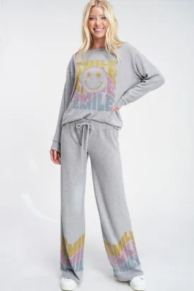 Grey Star Smile Face Sleep Lounge Wear Set