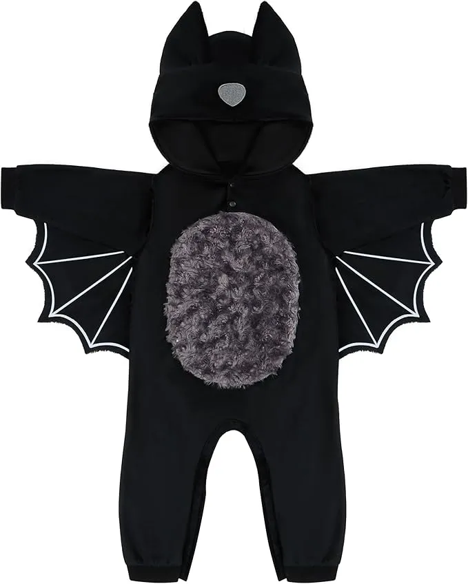 Halloween Baby Pajama, Black Bat Toddler Hooded Costume