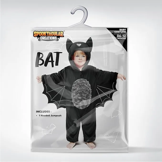 Halloween Baby Pajama, Black Bat Toddler Hooded Costume