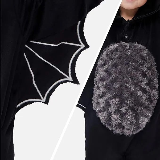 Halloween Baby Pajama, Black Bat Toddler Hooded Costume