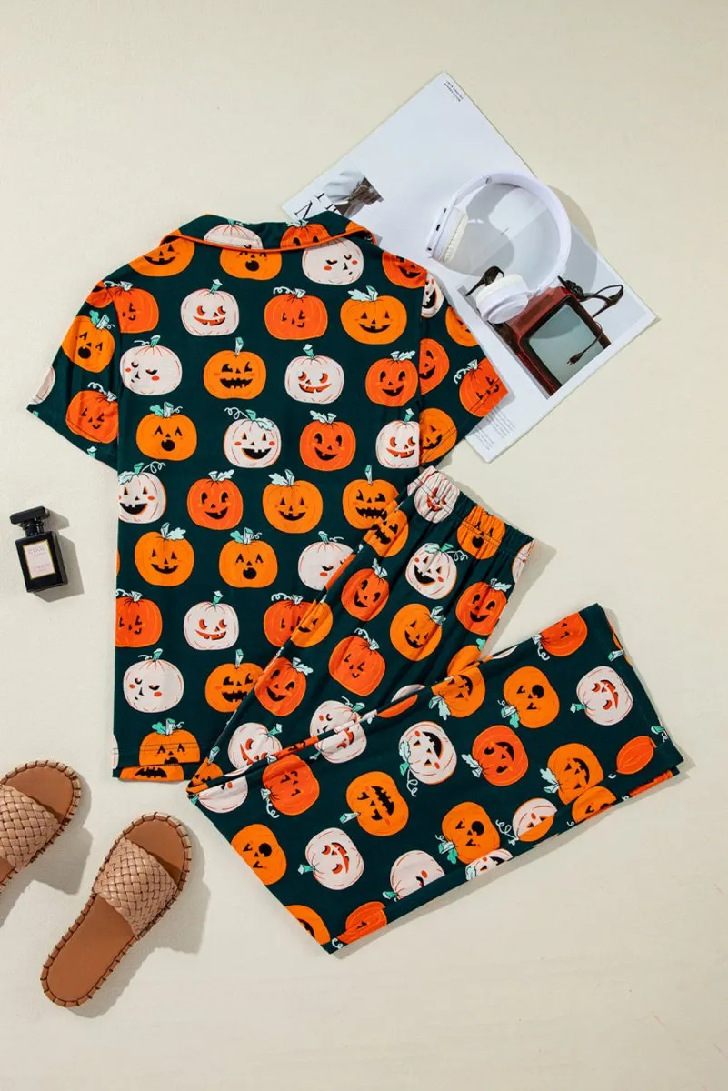 Halloween Pumpkins Orange Pajama Pant Set