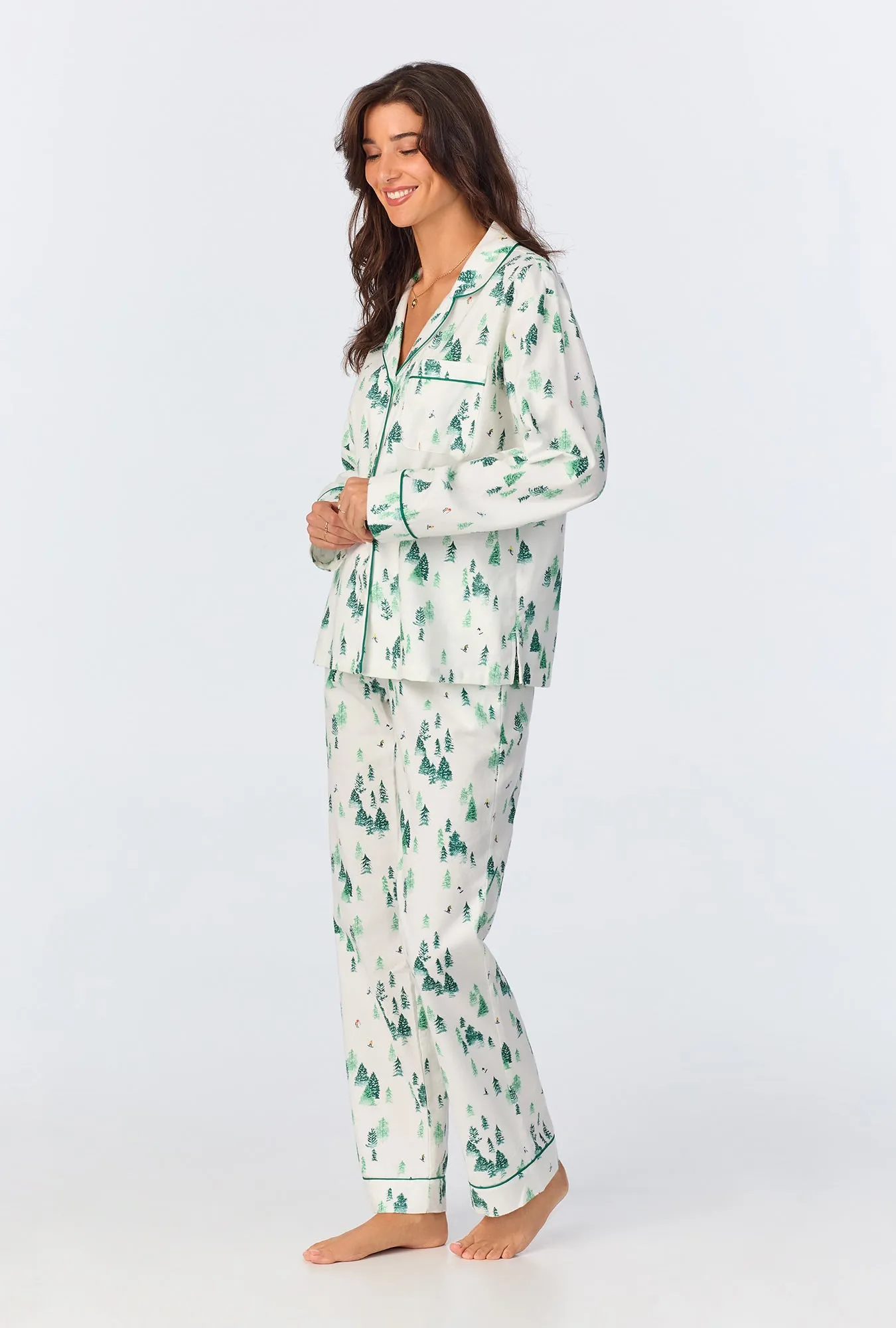 Hit the Slopes Long Sleeve Classic Woven Portuguese Flannel PJ Set