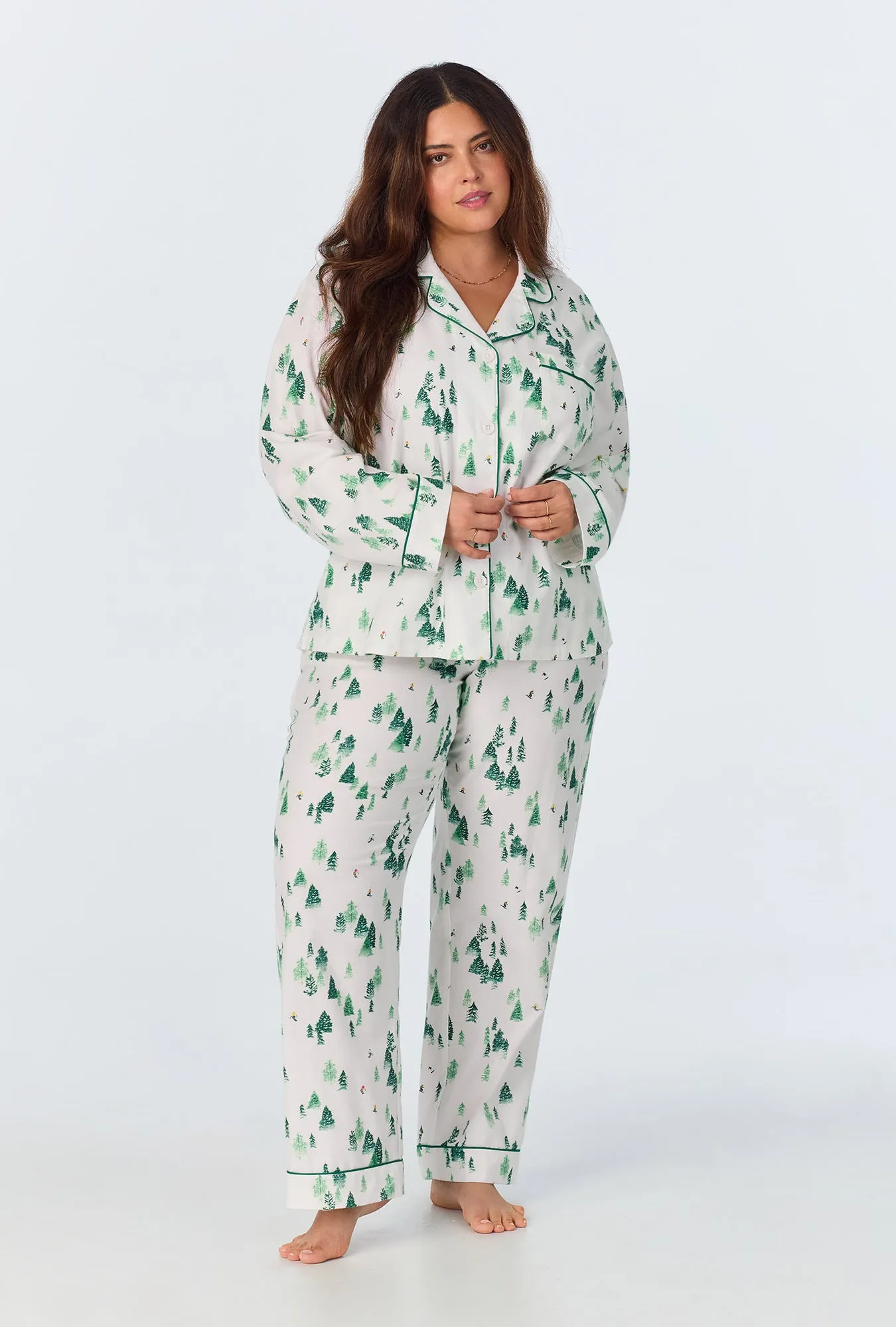 Hit the Slopes Long Sleeve Classic Woven Portuguese Flannel PJ Set