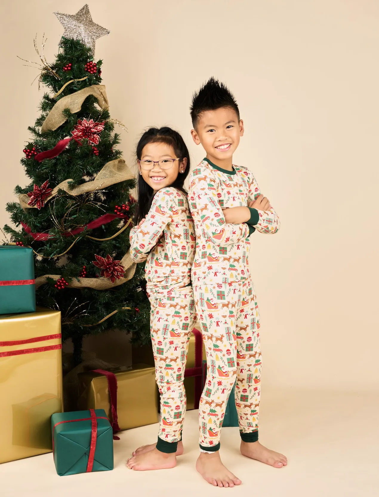 Holiday Vintage Christmas Bamboo Kids Pajamas Toddler Set: 4/5T