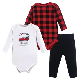 Hudson Baby Cotton Bodysuit and Pant Set, Christmas Tree