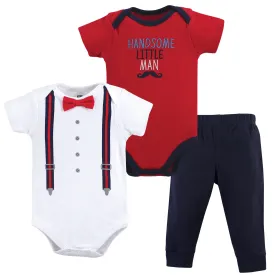 Hudson Baby Cotton Bodysuit and Pant Set, Handsome Little Man