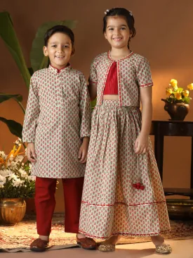 Jashvi Mint Green BHAI BEHEN Siblings Matching Set