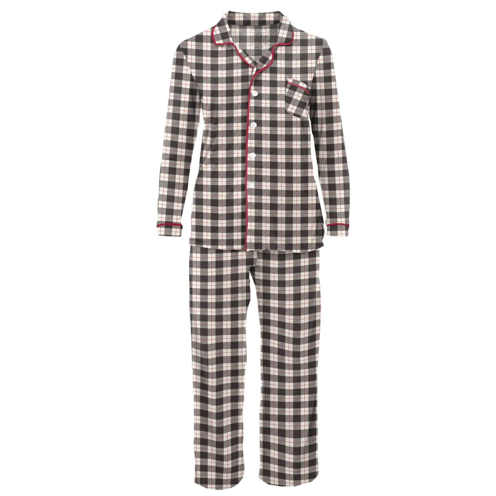 KicKee Pants Midnight Holiday Plaid Women's L/S Collared Pajama Set