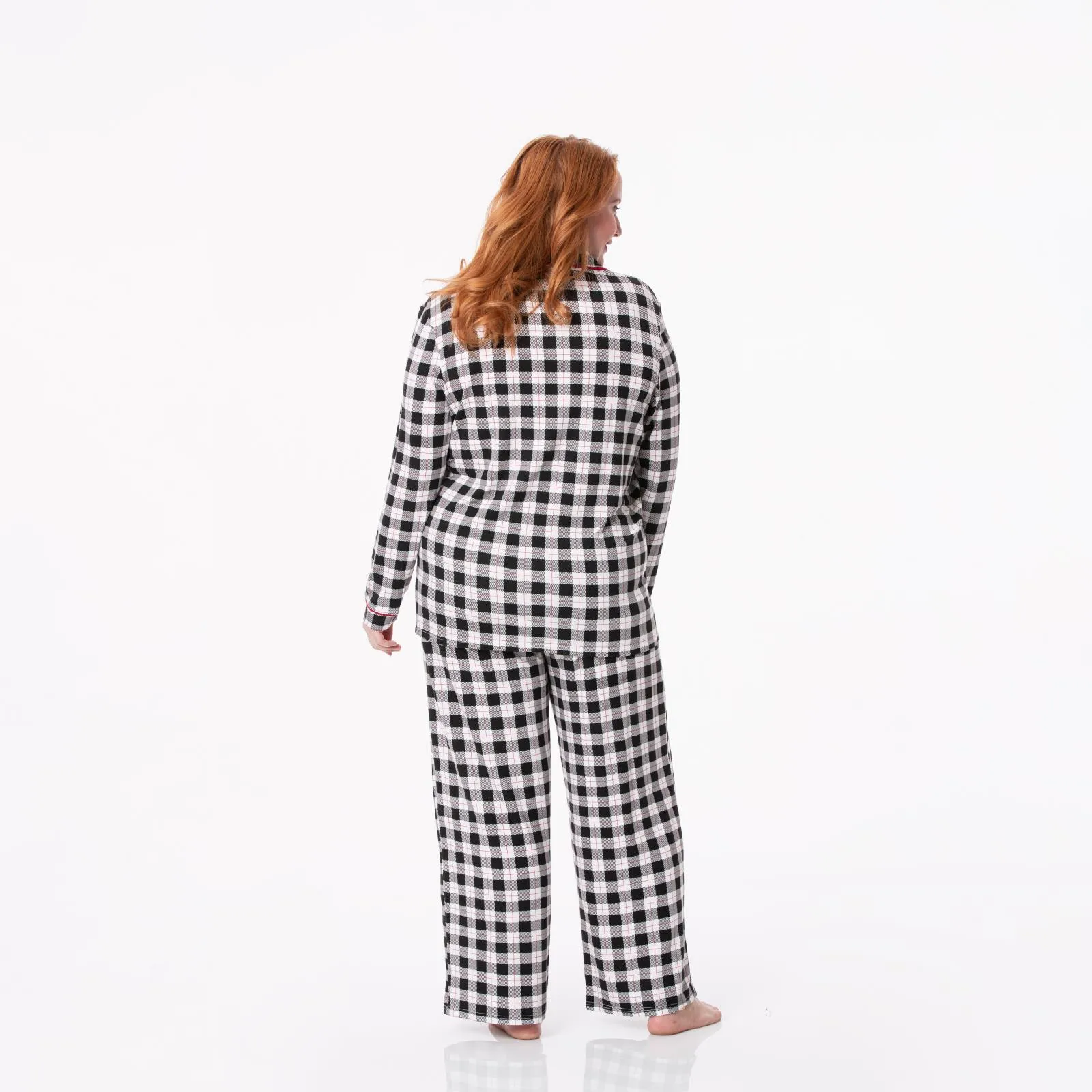 KicKee Pants Midnight Holiday Plaid Women's L/S Collared Pajama Set