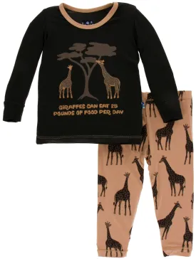 KicKee Pants Suede Giraffes Long Sleeve Pajama Set