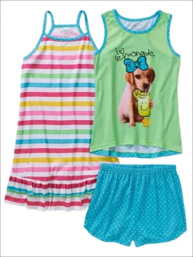 Komar Kids Girls Lemonade 3 Piece Pajama Set