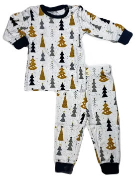 Kozi & Co Silver & Gold Trees L/S Pajama Set