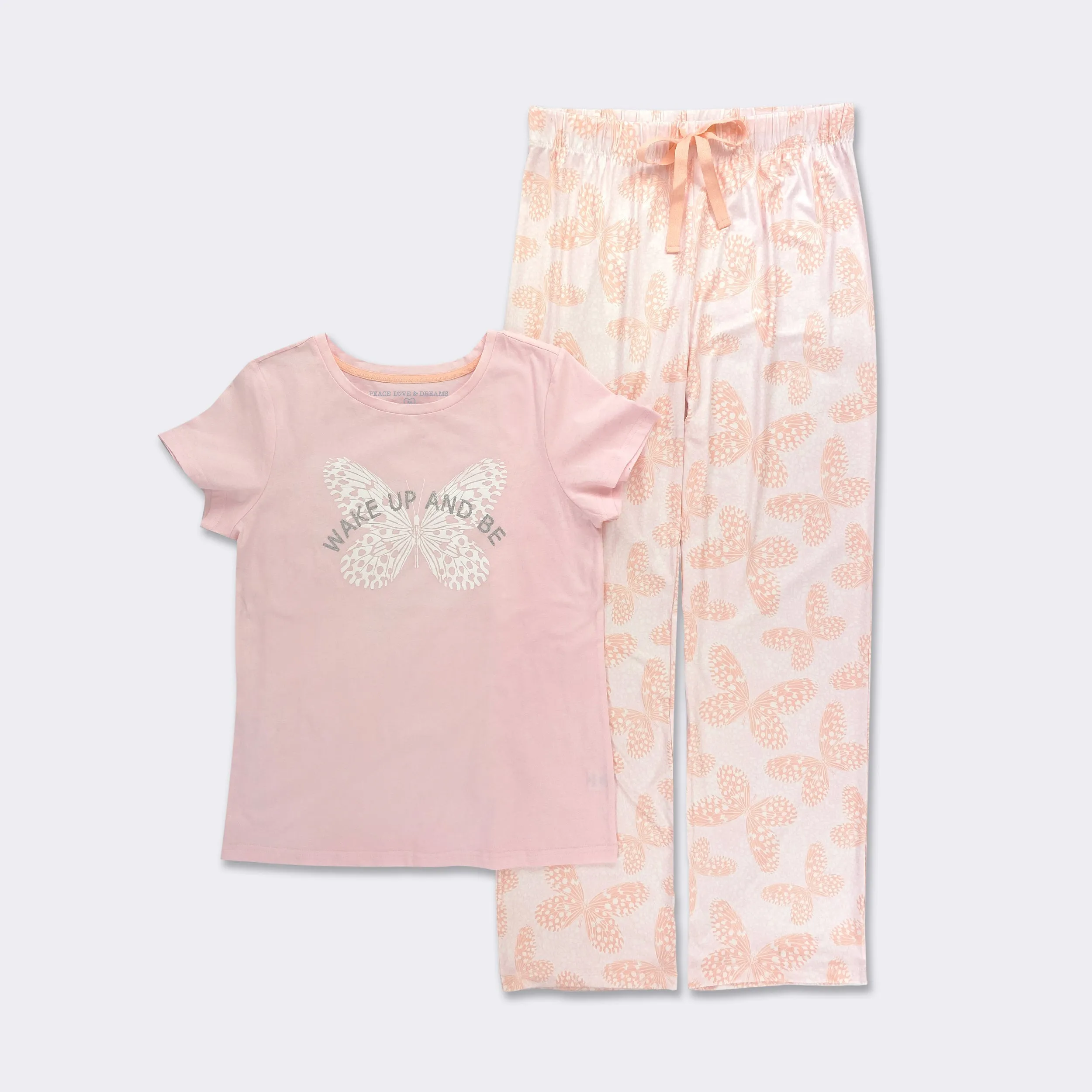 Ladies' 2-PC Pink- Pink AOP Pajama Set