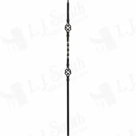 LIH-KW2BASK44 — Kneewall Double Basket 44" Iron Baluster (1/2" Square Hollow)