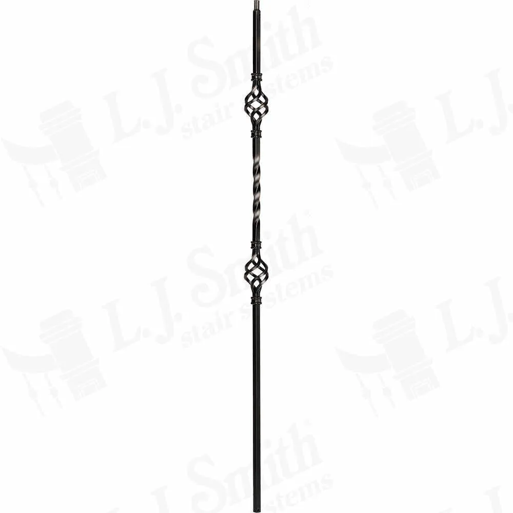 LIH-KW2BASK44 — Kneewall Double Basket 44" Iron Baluster (1/2" Square Hollow)