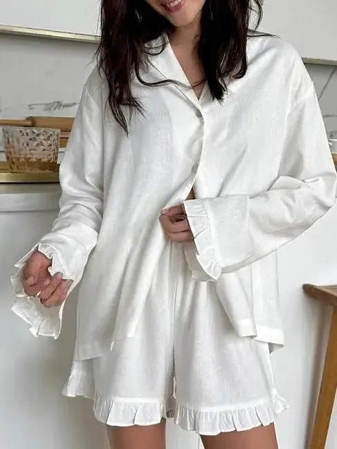 Lover Long Sleeve Ruffle PJ Set