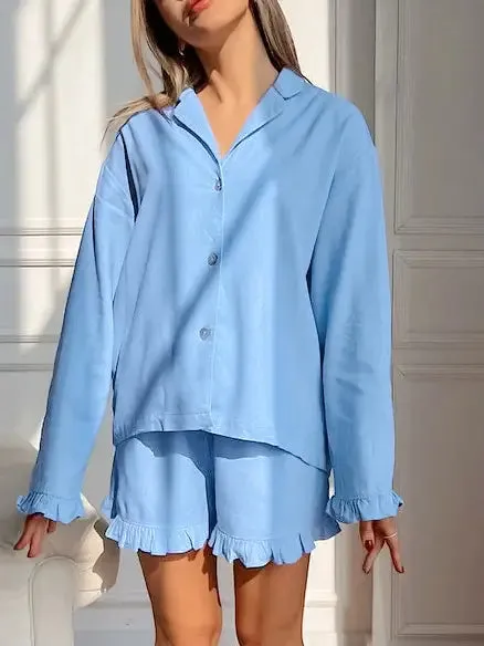 Lover Long Sleeve Ruffle PJ Set