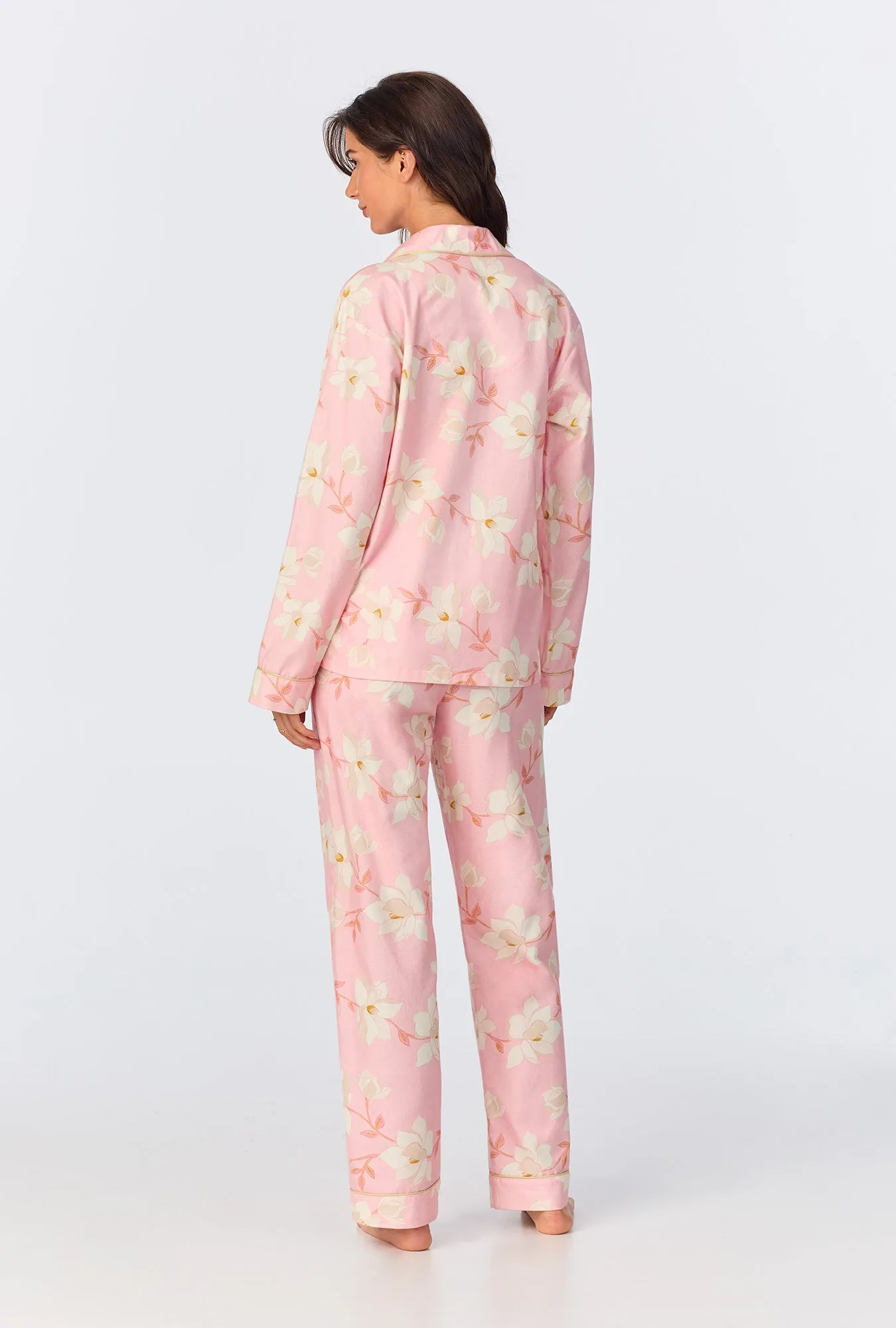 Magnolia Blossom Long Sleeve Classic Woven Portuguese Flannel PJ Set