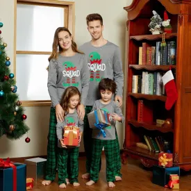 Matching Family Pajamas Sets Green Squad Print Plaid Sleepwear Set Christmas