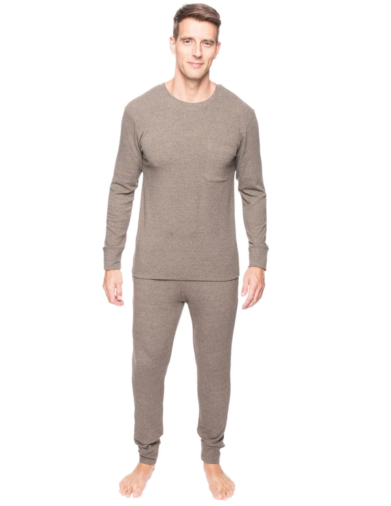 Men's Soft Brushed Rib Sleep Set - Heathered Olive