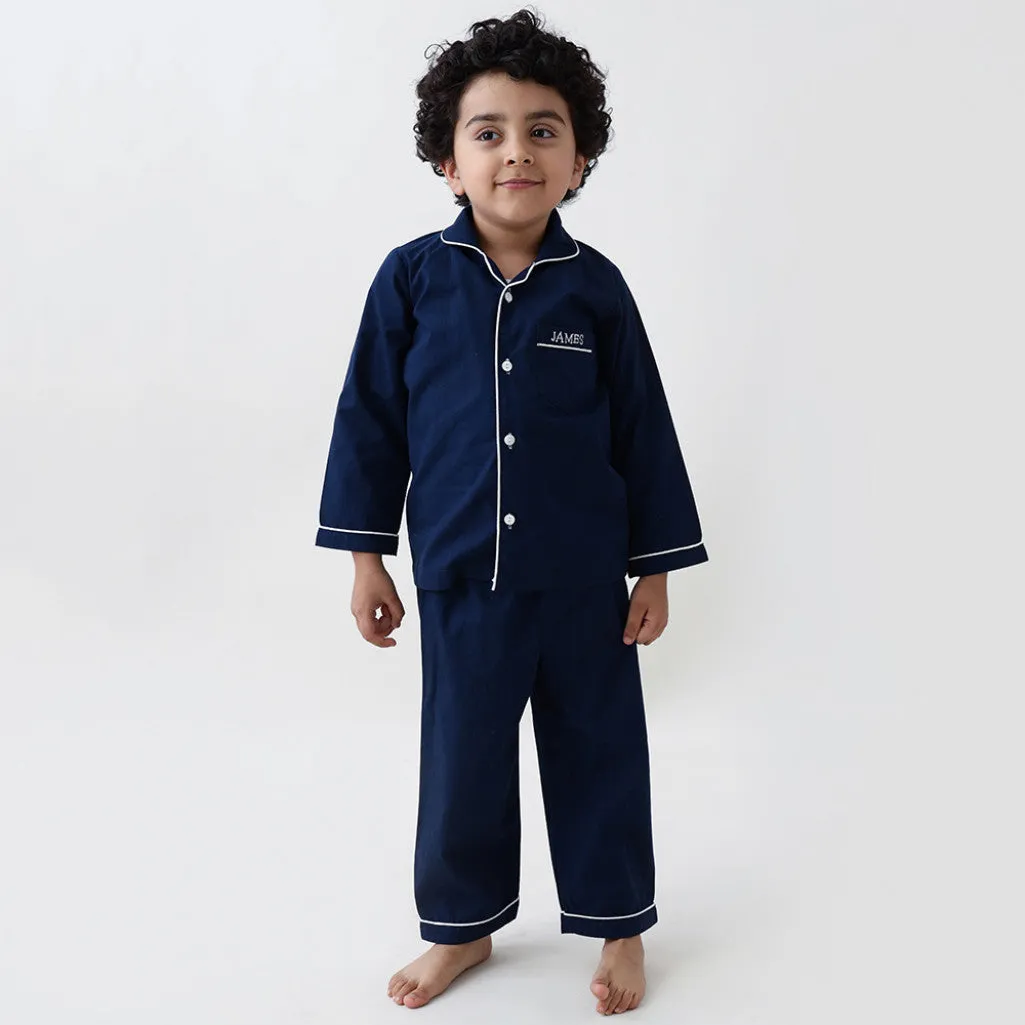 Midnight Navy Pajama Set For Kids