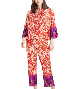 Ming Notch Pajama Set Red Orange