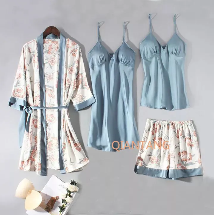 Mix & Match! Soft Satin Kimono Lounge Wear Set