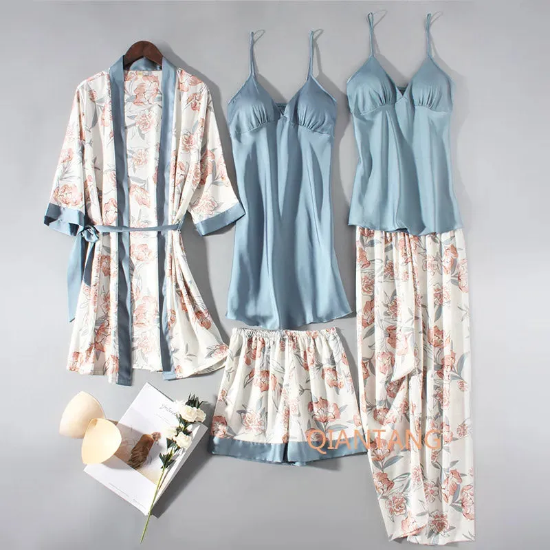 Mix & Match! Soft Satin Kimono Lounge Wear Set