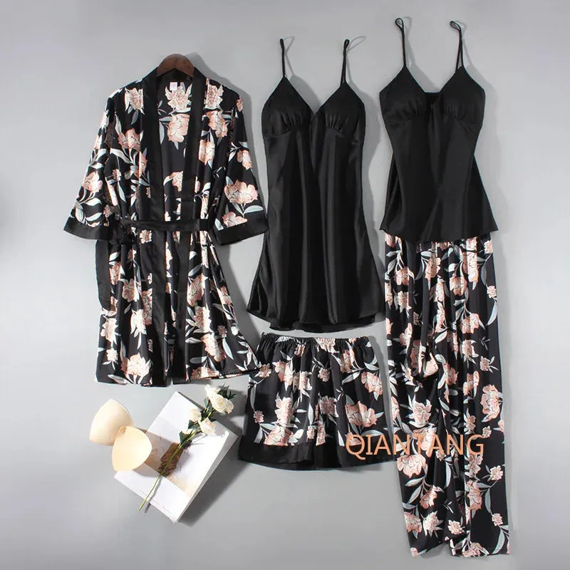 Mix & Match! Soft Satin Kimono Lounge Wear Set