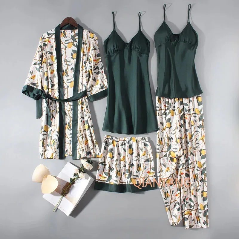 Mix & Match! Soft Satin Kimono Lounge Wear Set