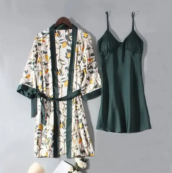 Mix & Match! Soft Satin Kimono Lounge Wear Set