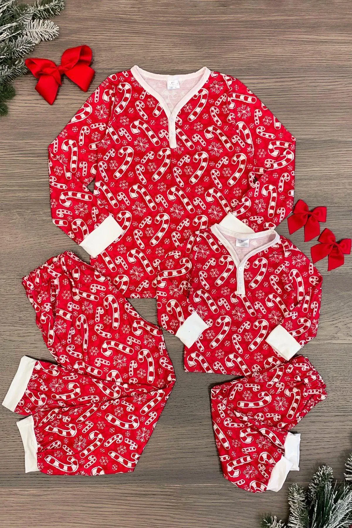 Mom & Me - Candy Cane Snowflake Pajamas