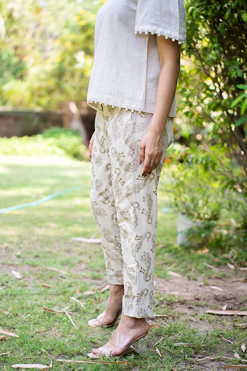 Moralfibre Golden Peacock Ankle Pants