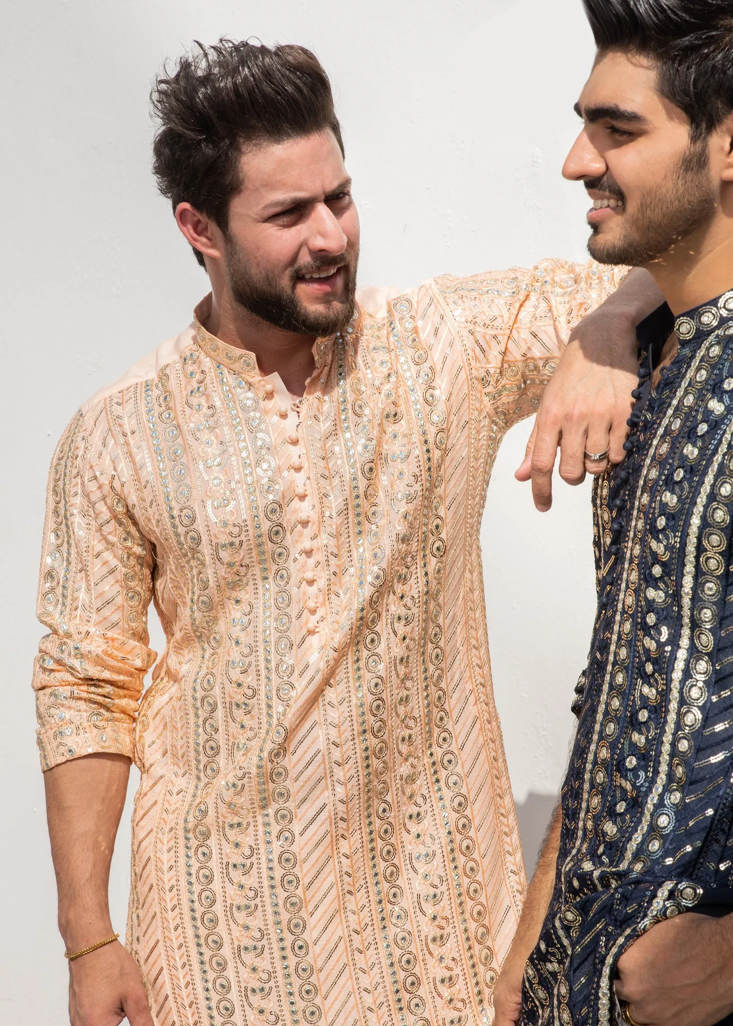 MR 58 Peach Chanderi Kurta Pajama