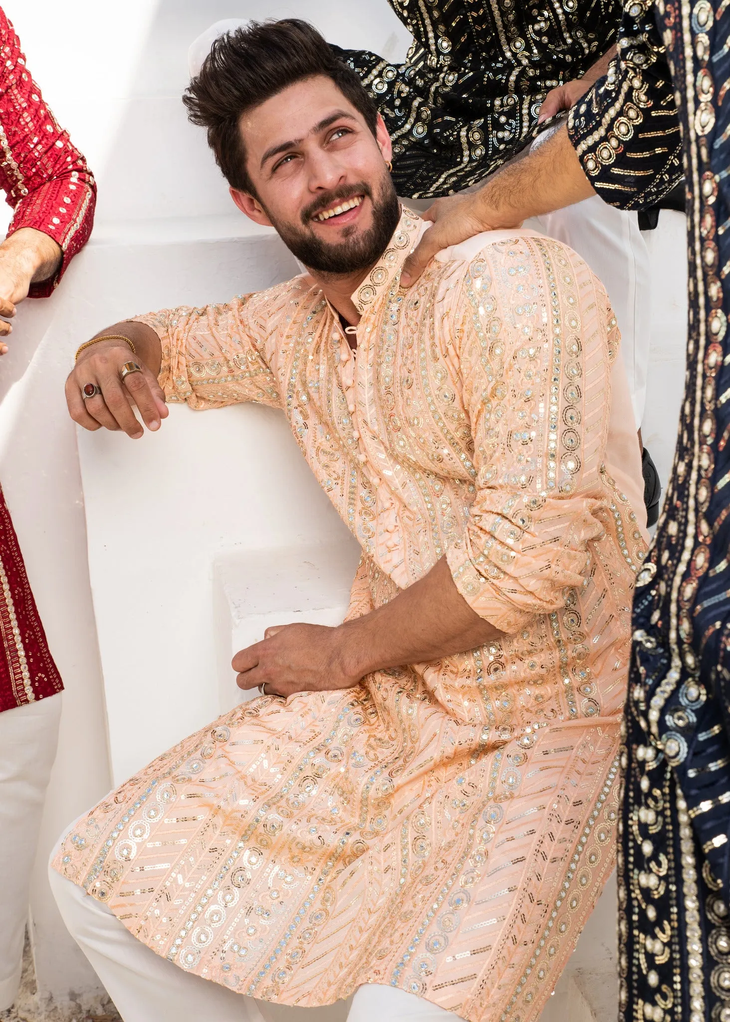 MR 58 Peach Chanderi Kurta Pajama