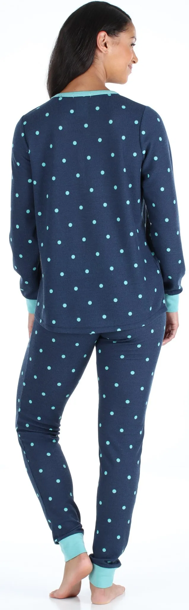 Olivia Rae Women’s Soft Thermal Long Sleeve Henley and Jogger Pants Pajama Set