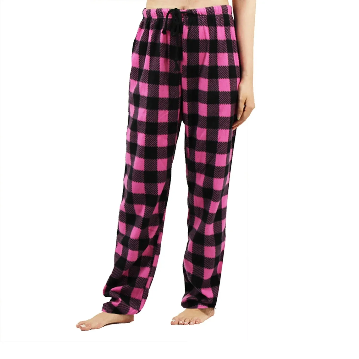 Pajama Pants for Women Fuzzy Pack Long Fleece Buffalo Plaid Pj Bottoms Soft Drawstring Lounge Sleepwear